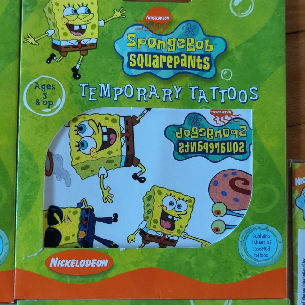 🆕 6 sheets SpongeBob variety temporary tattoos